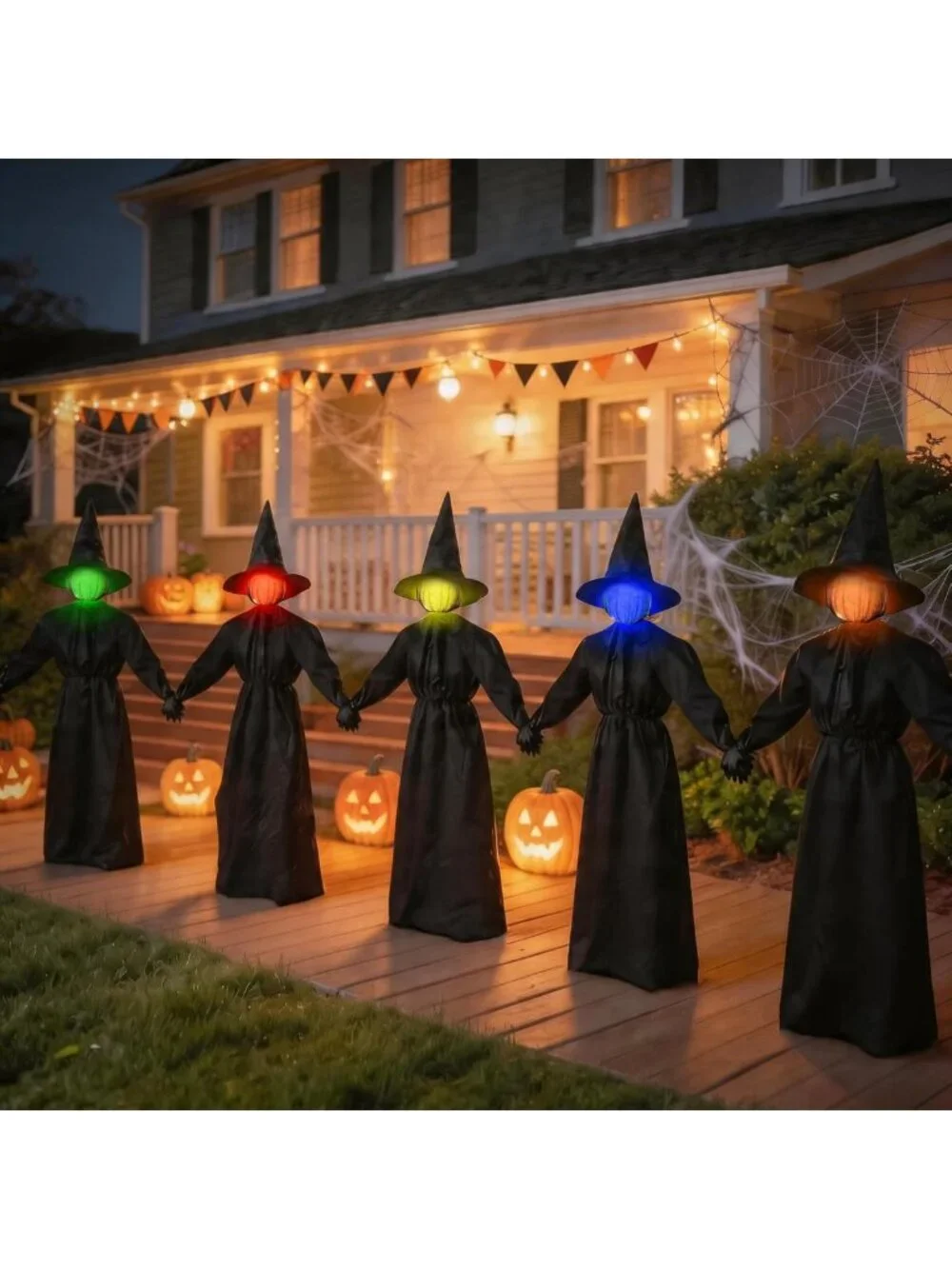 Light Up Witch Hands Halloween Decorations - 5 Pack, Color Changing Outdoor